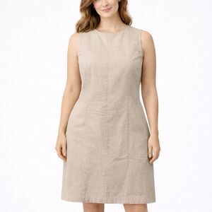 Abercrombie & Fitch Beige Linen Blend Shift Dress Size Large Cotton Neutral